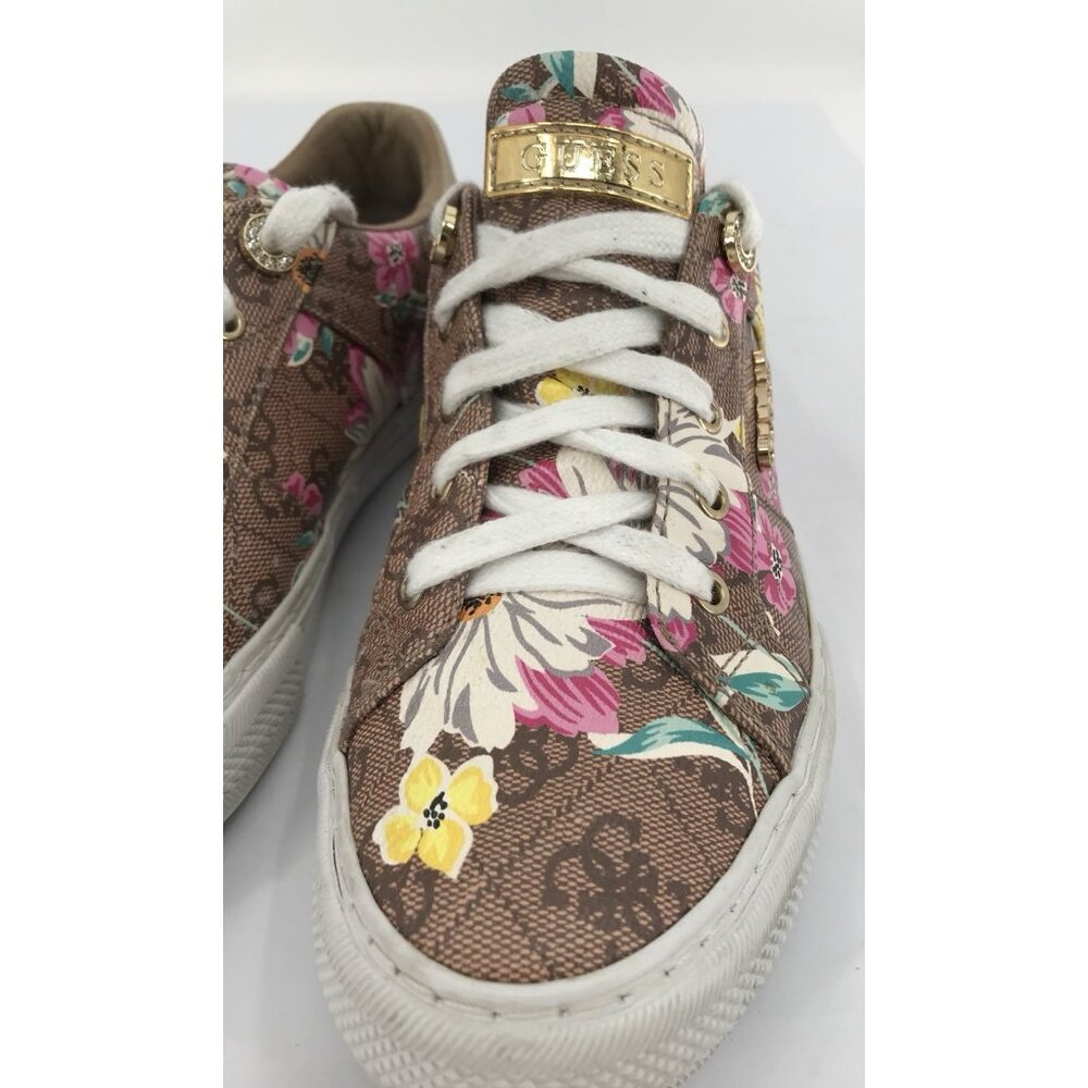 Guess Sneakers‎ Women's Size 7.5 Loven Casual Lace-up Brown Floral - Picture 5 of 14